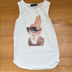 Rock Your Baby White Tank Top with Stylish Rabbit Print